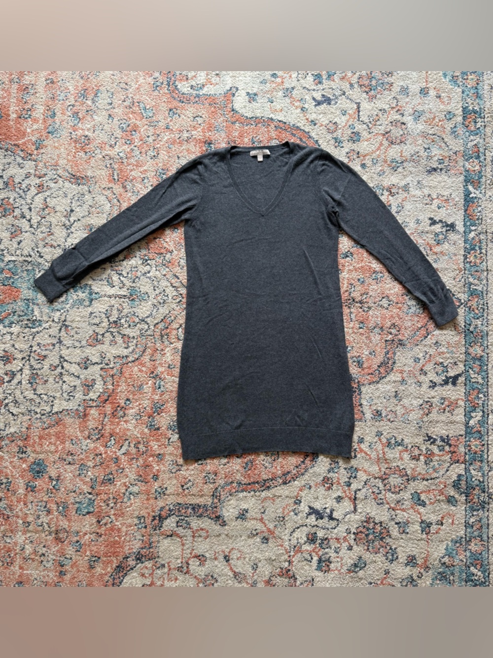 Banana Republic Charcoal V-Neck Sweater Dress